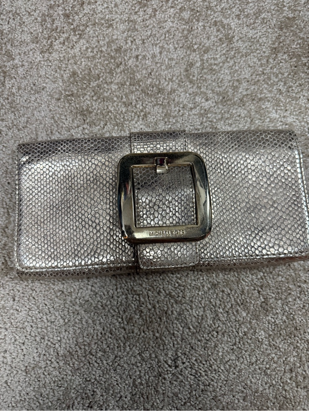 Michael Kors Metallic Gold Buckle Clutch Wallet